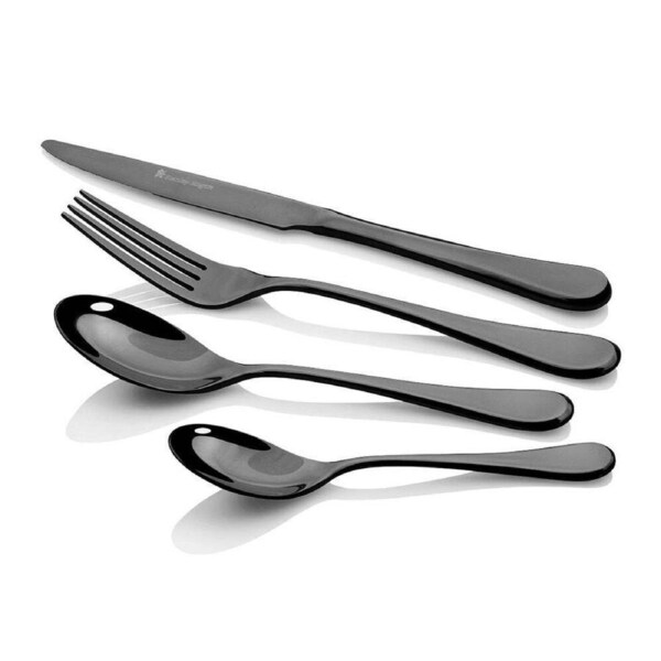 24pc Stanley Rogers Soho Stainless Steel Cutlery Family Dinner Party Set Onyx