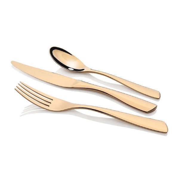 24pc Stanley Rogers Soho Stainless Steel Cutlery Family Dinner Party Set Gold