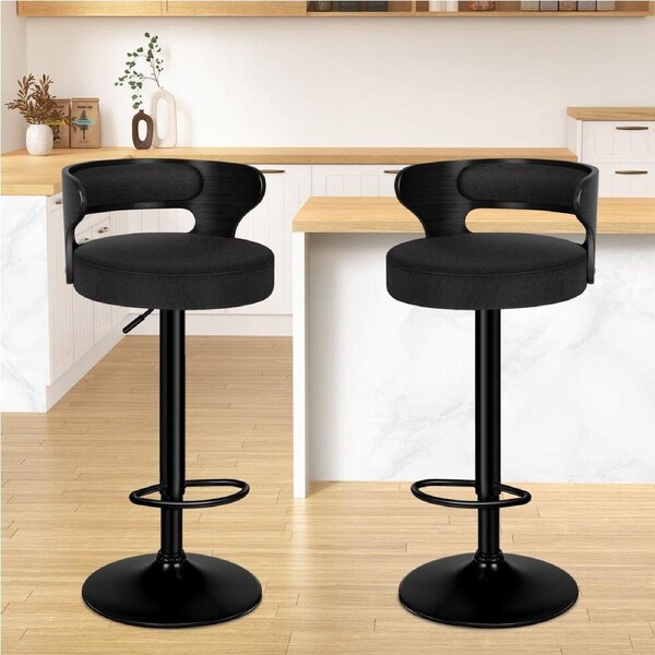 2x ALFORDSON Bar Stools Fabric All Black