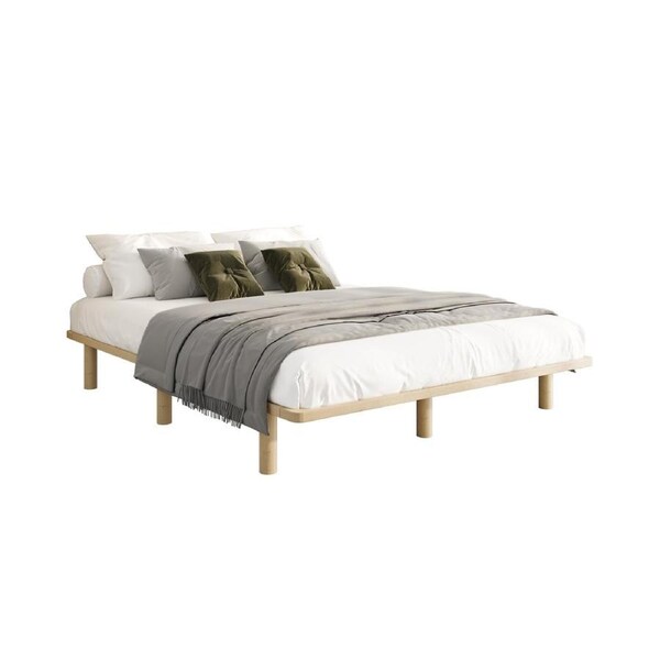 Oikiture Bed Frame Double Size Wooden Bed Base Platform Timber