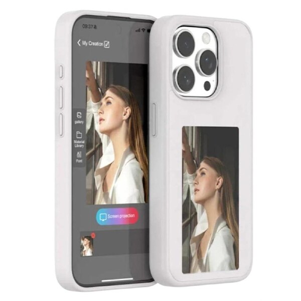 Pop Phones Smart NFC E-Ink Screen Case (Suits iPhone 15) - White