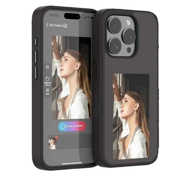 Pop Phones Smart NFC E-Ink Screen Case (Suits iPhone 15) - Black
