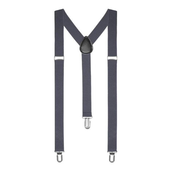 Grey Unisex Suspenders Braces Elastic Strong Clip On Adjustable Formal Wedding Party
