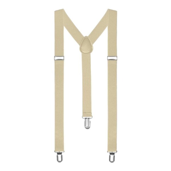 Tan Unisex Suspenders Braces Elastic Strong Clip On Adjustable Formal Wedding Party