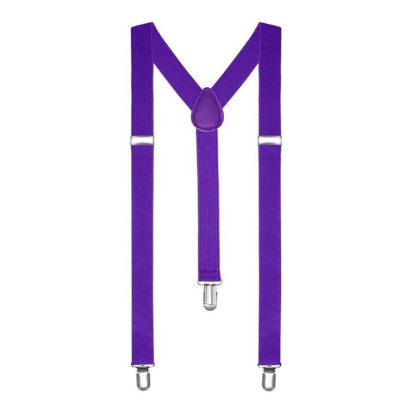 Purple Unisex Suspenders Braces Elastic Strong Clip On Adjustable Formal Wedding Party