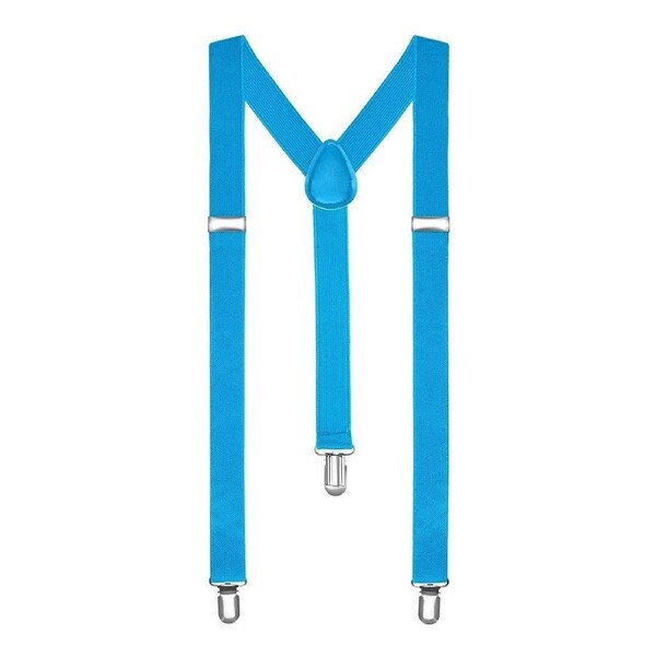 Light Blue Unisex Suspenders Braces Elastic Strong Clip On Adjustable Formal Wedding Party