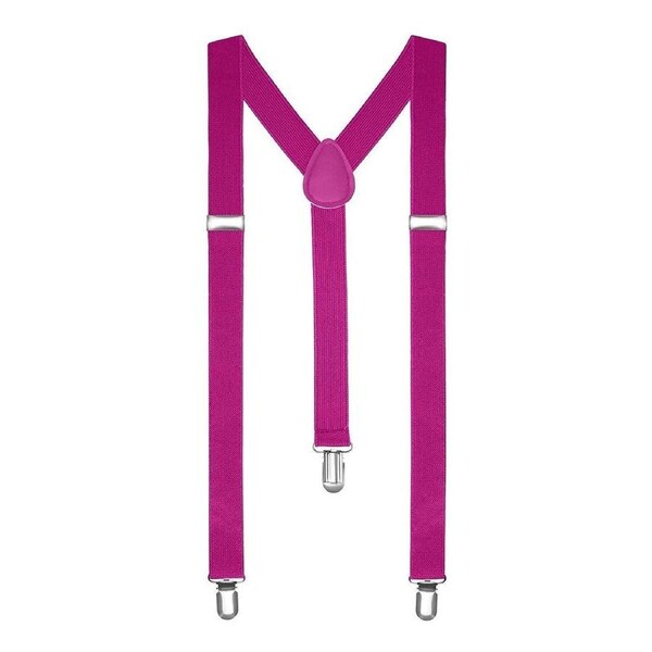 Hot Pink Unisex Suspenders Braces Elastic Strong Clip On Adjustable Formal Wedding Party