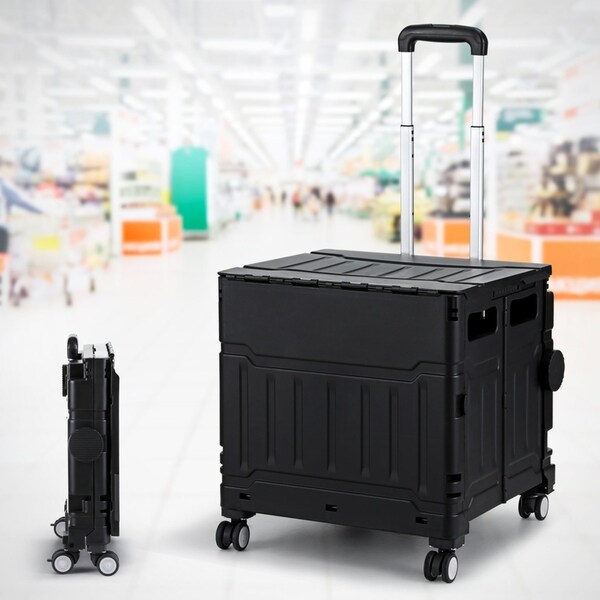 1X Emajin Shopping Trolley Cart 75L Foldable Black