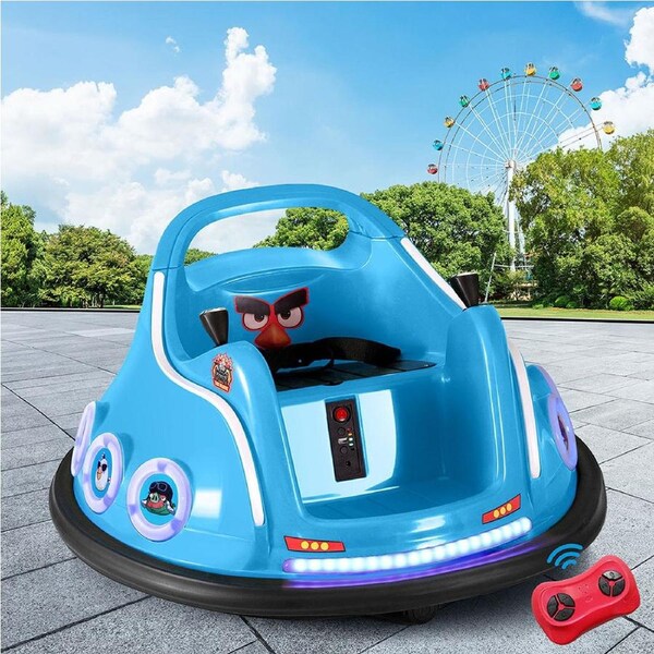 6V Kids Ride On Car 73cm Rigo Bumper Electric Toys Remote Angry Birds Blue