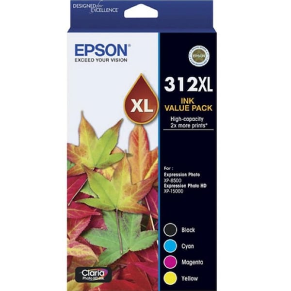 Epson 312XL Ink Cartridge Set High Yield Black/Cyan/Magenta/Yellow
