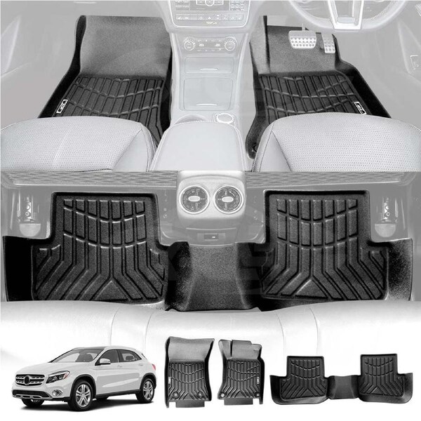 3D Floor Mats for Mercedes Benz GLA Class 2014-2019 Heavy Duty All Weather Car Mats Carpet Liner Set