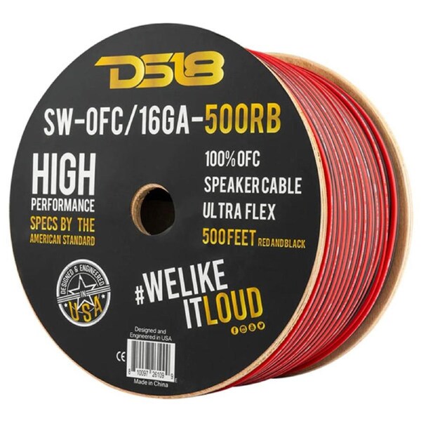 DS18 16-GA OFC 100% Copper Speaker Wire Red - 1m