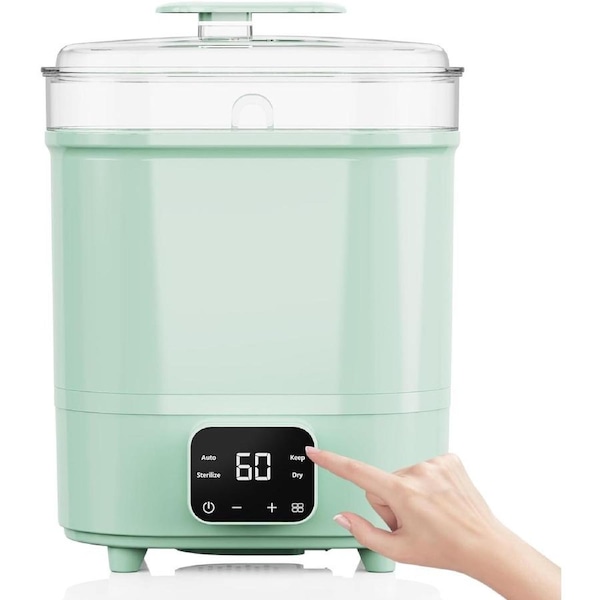 ADVWIN Baby Bottle Sterilizer, 4-in-1 Electric Steam Bottle Steriliser and Dryer, Universal Fit for All Baby Items, Breast Pump Accessories, Green