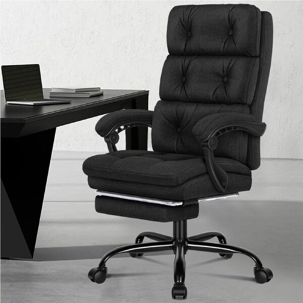 ALFORDSON Linen Executive Chair with Footrest