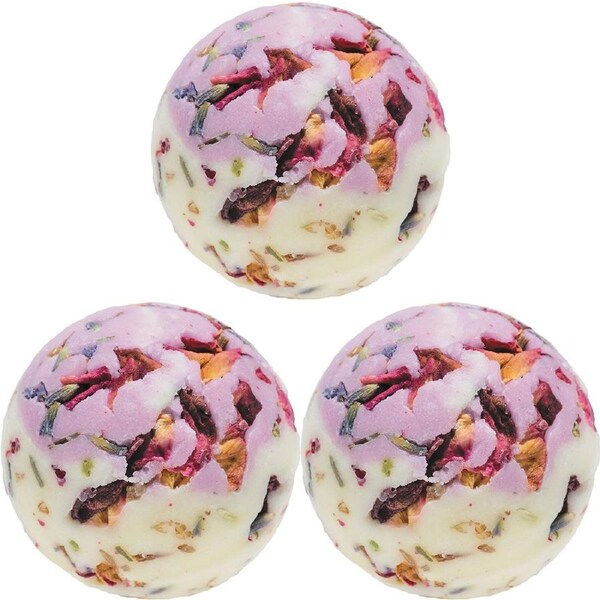 3PK Bomb Cosmetics Flower Power Scented Bath Bomb Creamer Body Fragrance Fizzies