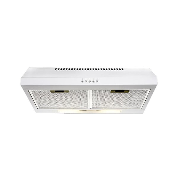 Euromaid 60cm Fixed Rangehood 250m3/h LED Recirculating Stainless Steel White