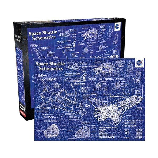 500pc Aquarius NASA Shuttle Schematic 35x48cm Jigsaw Puzzle Party Game 14y+
