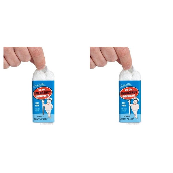 2PK Archie McPhee Uh Oh Emergency Underpants/Underwear Fit Most Adult One Pair