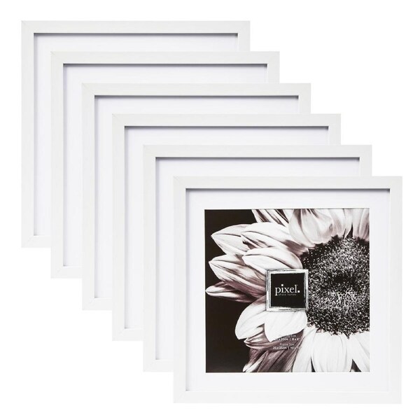 Pixel Set Of 6 10x10" Mat To 8x8" Photo Frames White