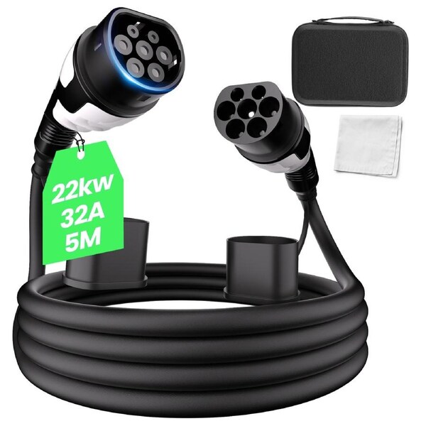 Advwin Type 2 to Type 2 EV Charging Cable 22kW 32APortable EV Charger 5M