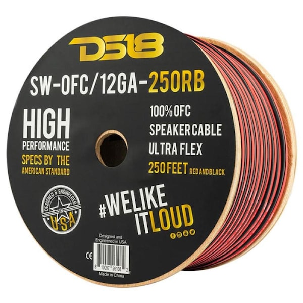 DS18 12-GA OFC 100% Copper Speaker Wire Red - 1m