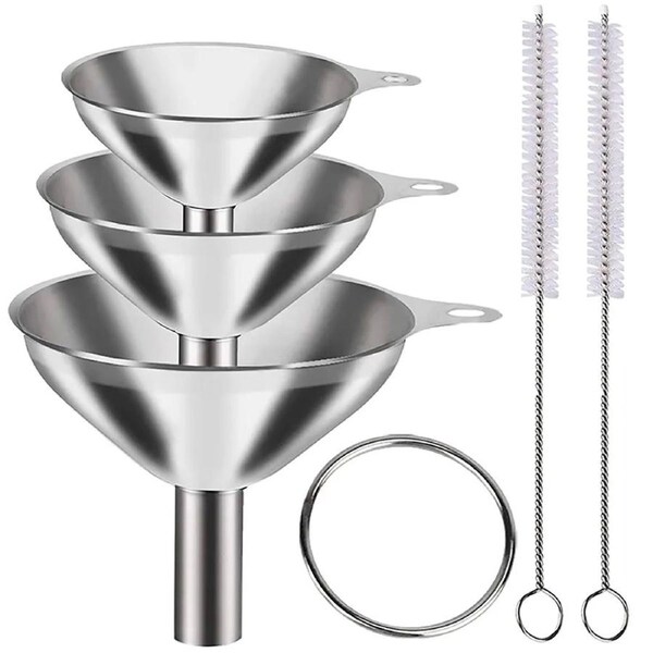 6pcs Stainless Steel Kitchen Funnels Set Food Metal Funnels For Filling Bottle