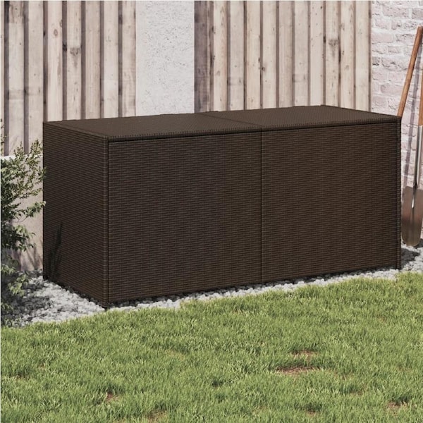 Garden Storage Box Brown 283L Poly Rattan vidaXL
