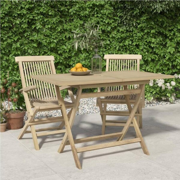 Folding Garden Table Grey 120x70x75 cm Solid Wood Teak vidaXL