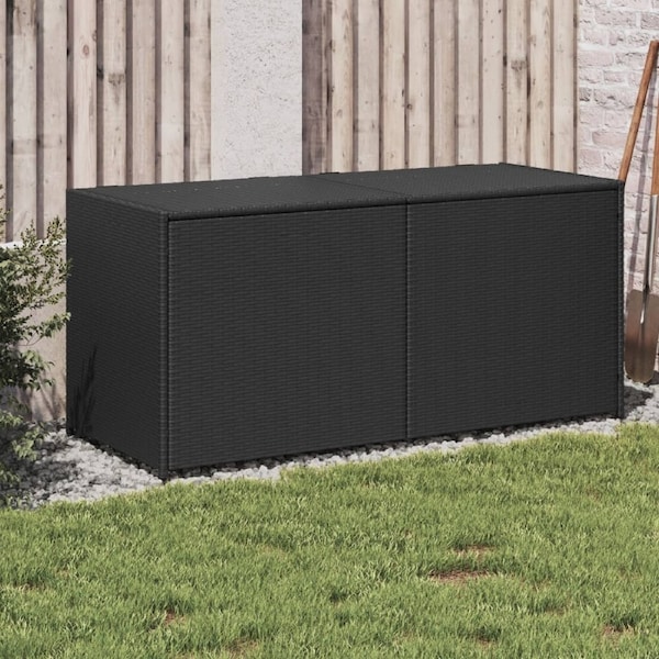 Garden Storage Box Black 283L Poly Rattan vidaXL