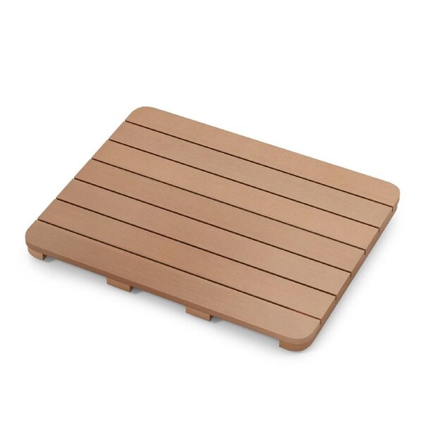 Costway Wooden Bath Mat 60cm x 48cm Non-Slip Bathroom Mat Spa Shower Mat Coffee
