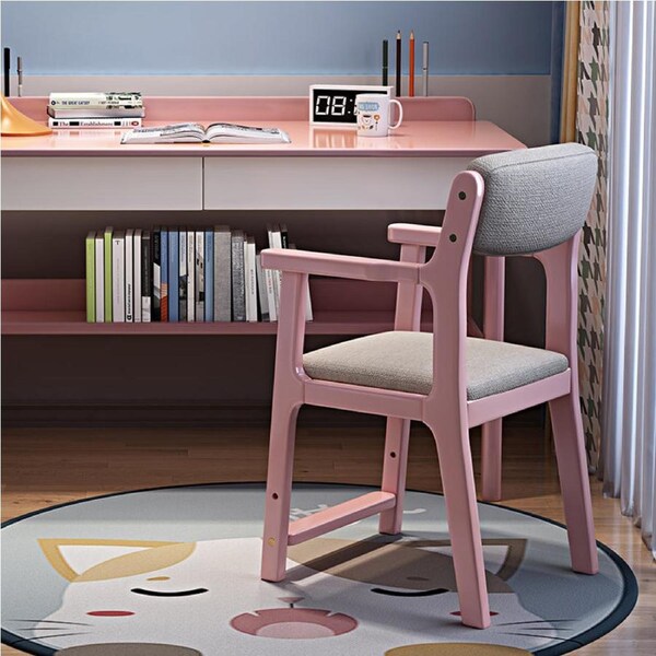 Sinoa Pink Solid Timber Study Chair /Rubberwood/Cotton and Linen