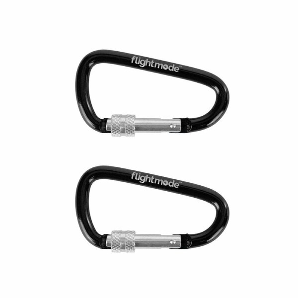 2 Pcs Flightmode Travel Luggage Carabiners - Black