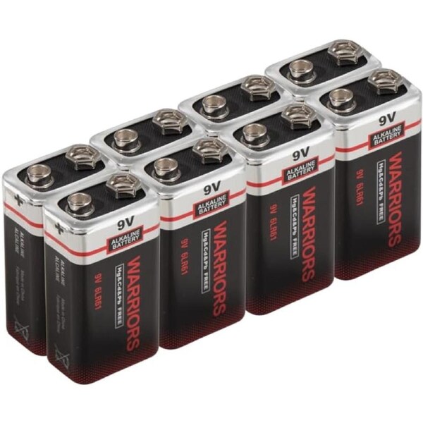 Warriors High Capacity 9V 9 Volt 8X Alkaline Super Long Lasting Battery Batteries Smoke Alarm Detectors Remote Control Car