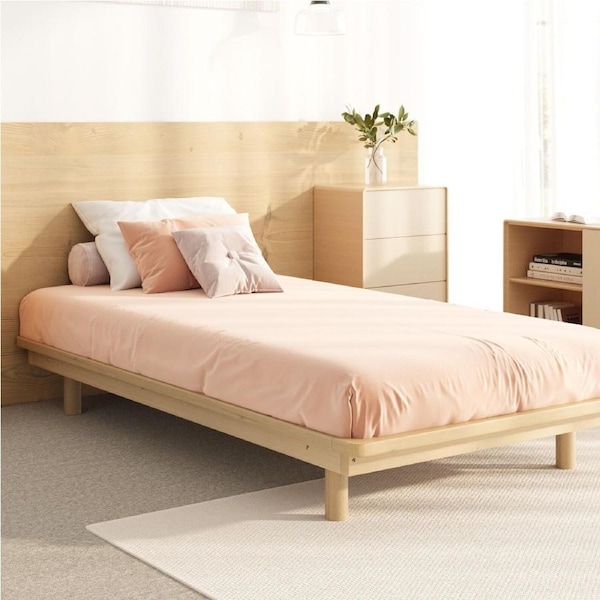 Oikiture Bed Frame King Single Size Wooden Bed Base Timber Floating Beds