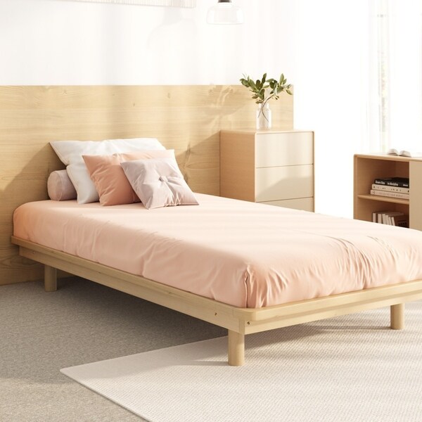Oikiture Bed Frame Single Size Wooden Bed Base Timber Floating Beds