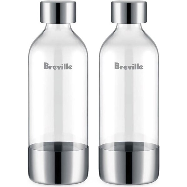 2pc Breville The InFizz Water Carbonating Bottle Accessory Pack Clear 1L