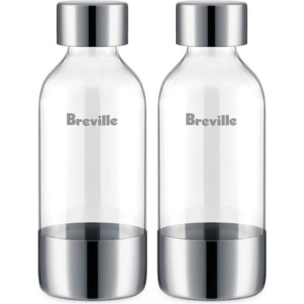 2pc Breville The InFizz Water Carbonating Bottle Accessory Pack Clear 0.6L