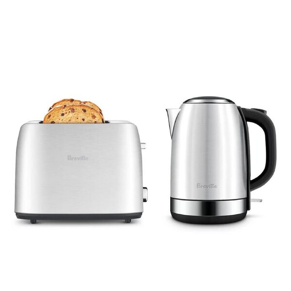2pc Breville Electric The Breakfast Kettle and 2-Slice Toaster SS Set 900W