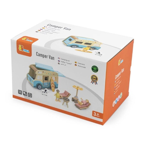 Viga Toys Wooden Camper Van Doll Playset