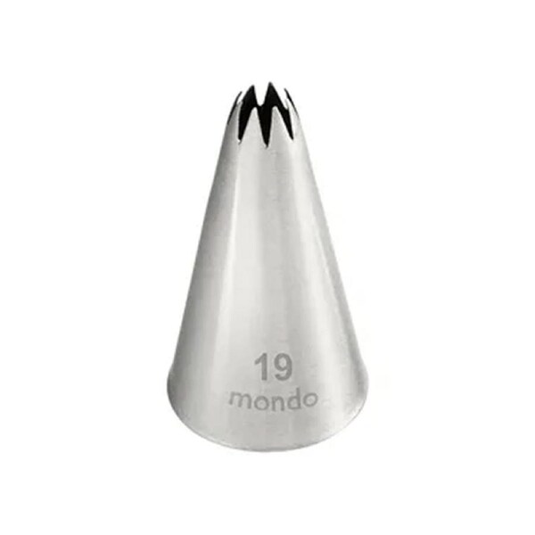 Mondo Stainless Steel #19 Star Piping Tip Icing Cake Decorating Nozzle Silver