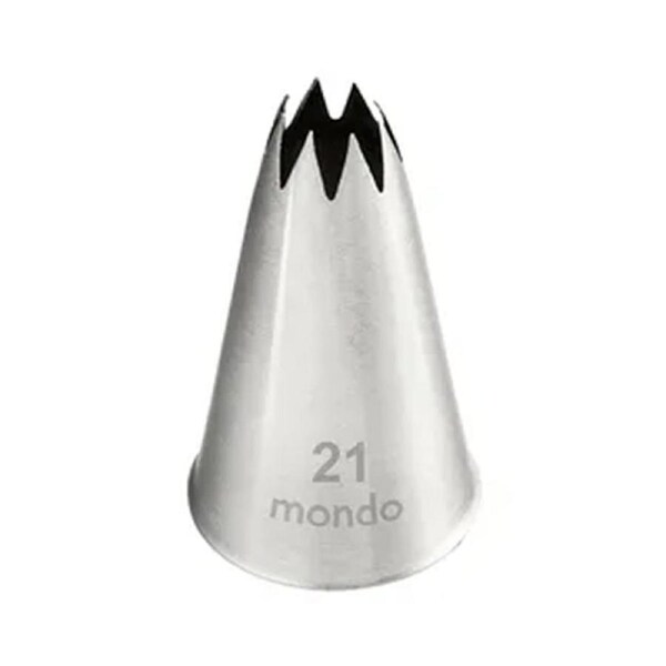 Mondo Stainless Steel #21 Star Piping Tip Icing Cake Decorating Nozzle Silver