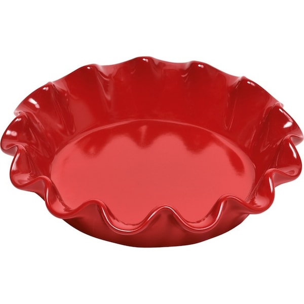Emile Henry 26cm Ceramic Ruffled Pie Dish Kitchen Baking Plate/Mould Burgundy