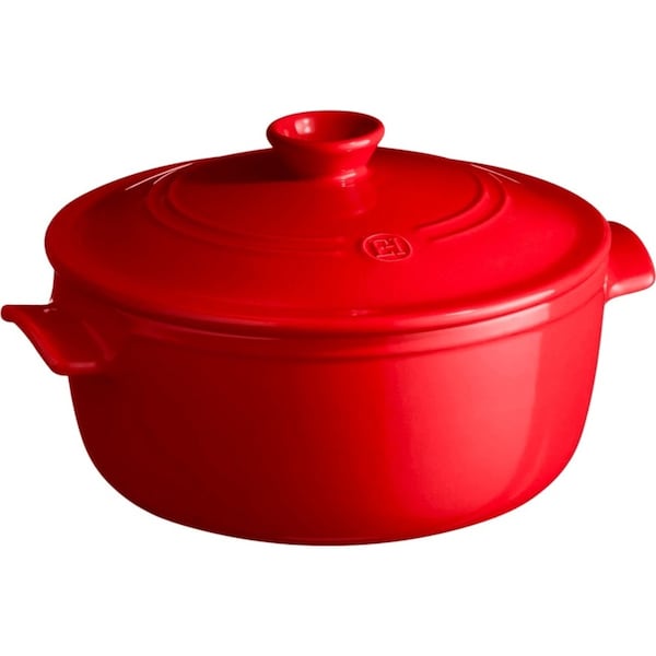 Emile Henry 5.2L/28cm Ceramic Round Stewpot Food Cooking Pot w/ Lid Burgundy