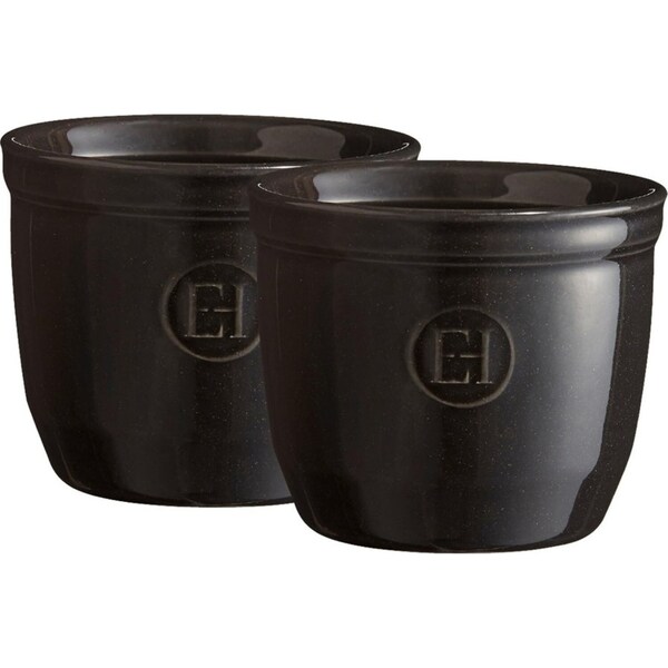 2pc Emile Henry 8cm Ceramic Ramekin Set Dessert/Brulee Baking Dish Charcoal