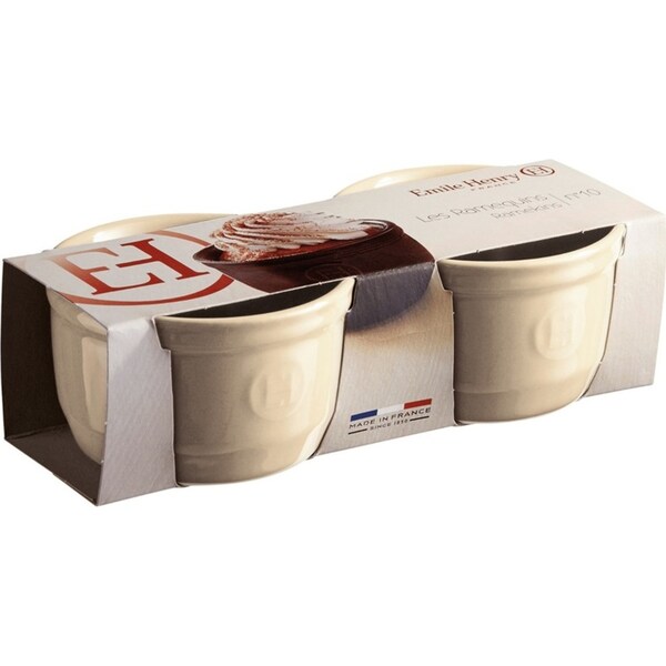 2pc Emile Henry 10cm Ceramic Ramekin Set Dessert/Creme Brulee Baking Dish WHT