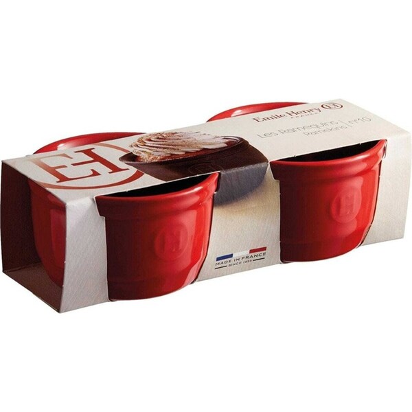 2pc Emile Henry 10cm Ceramic Ramekin Dessert/Brulee Baking Set Dish Burgundy