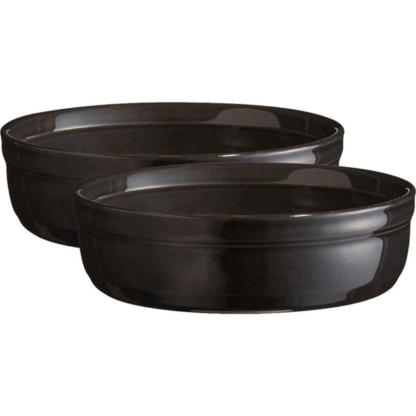 2pc Emile Henry 12cm Ceramic Creme Brulees Bowl Baking Dessert Dish Charcoal