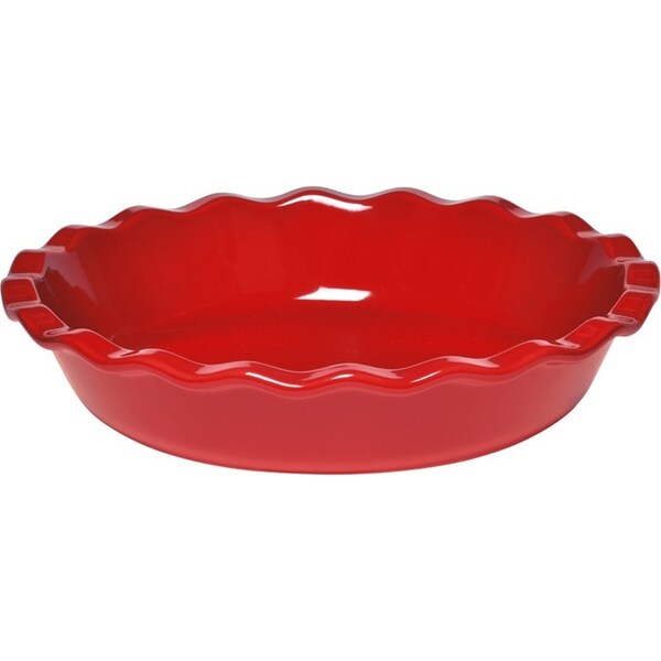 Emile Henry 23cm Ceramic Pie Dish Baking Container Round Dessert Pan Burgundy