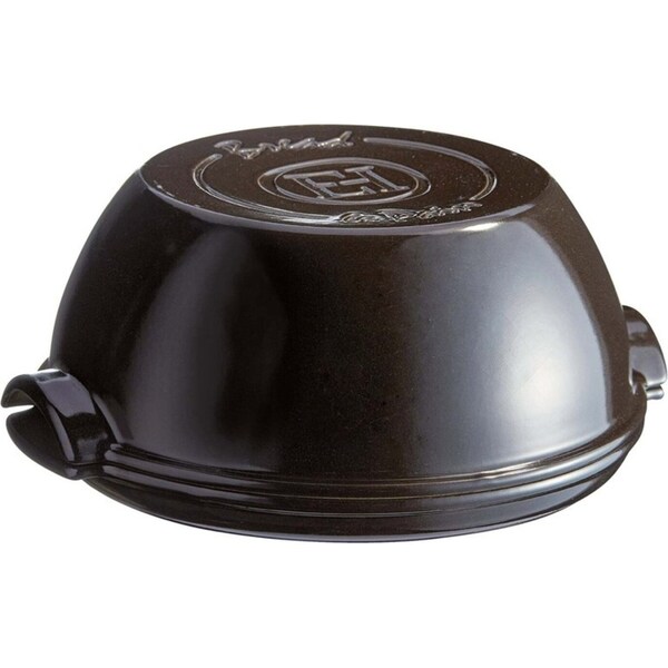 Emile Henry 32.5cm Ceramic Round Bread Baker Dish w/ Lid Oven Baking Charcoal