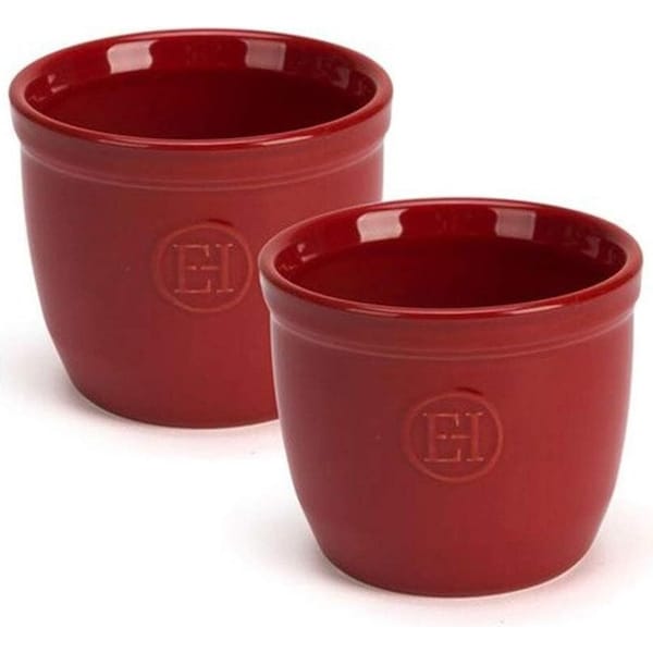 2PK Emile Henry 8cm Ceramic Ramekin Dessert/Creme Brulee Baking Dish Burgundy